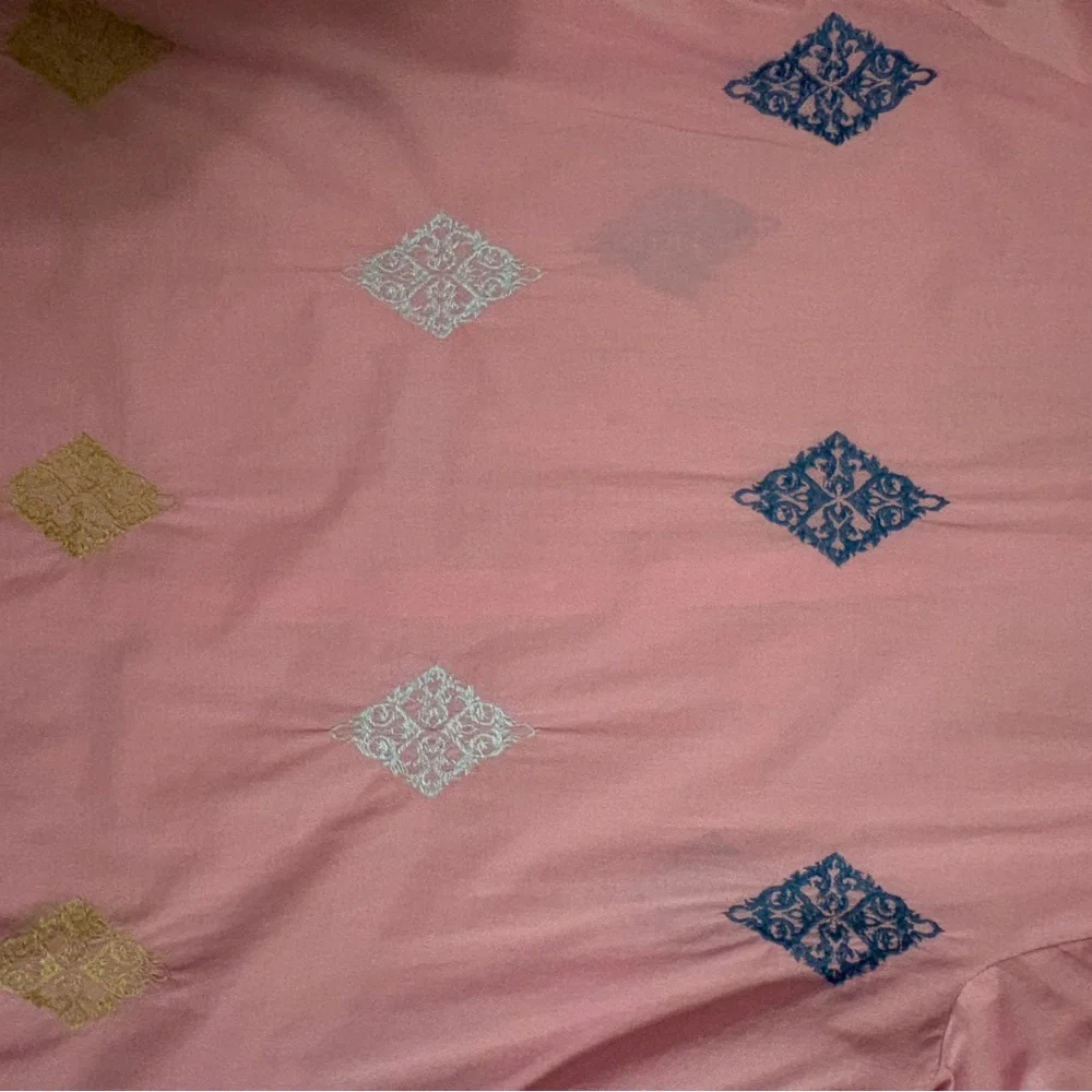 SALE J. Jill Pink Embroidered Tunic ✨ Button Front Boho Diamond Detail Size L - Picture 8 of 9